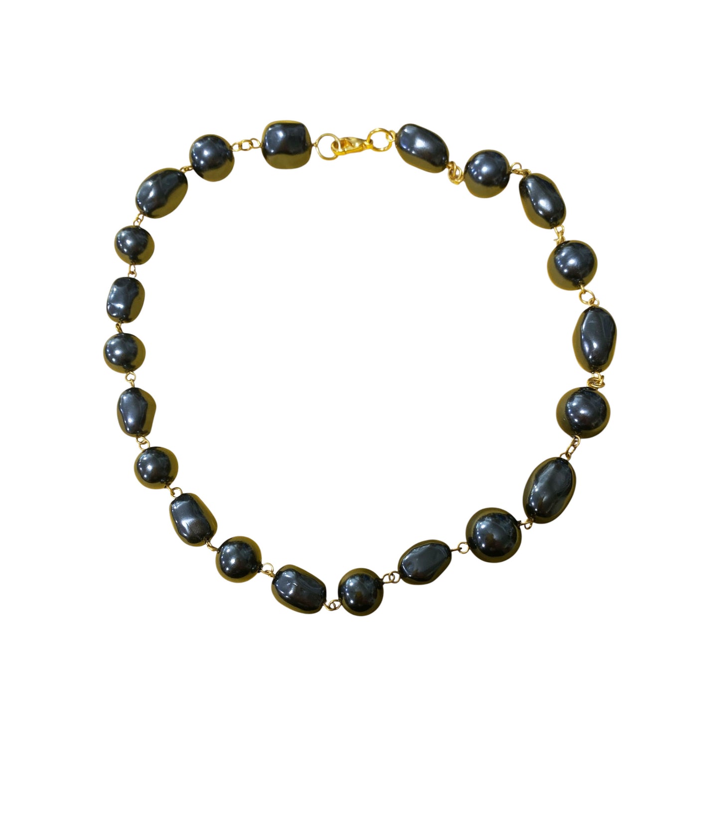#17 Vintage 90's Faux Tahitian Black Pearl Choker Necklace. Size 18 in