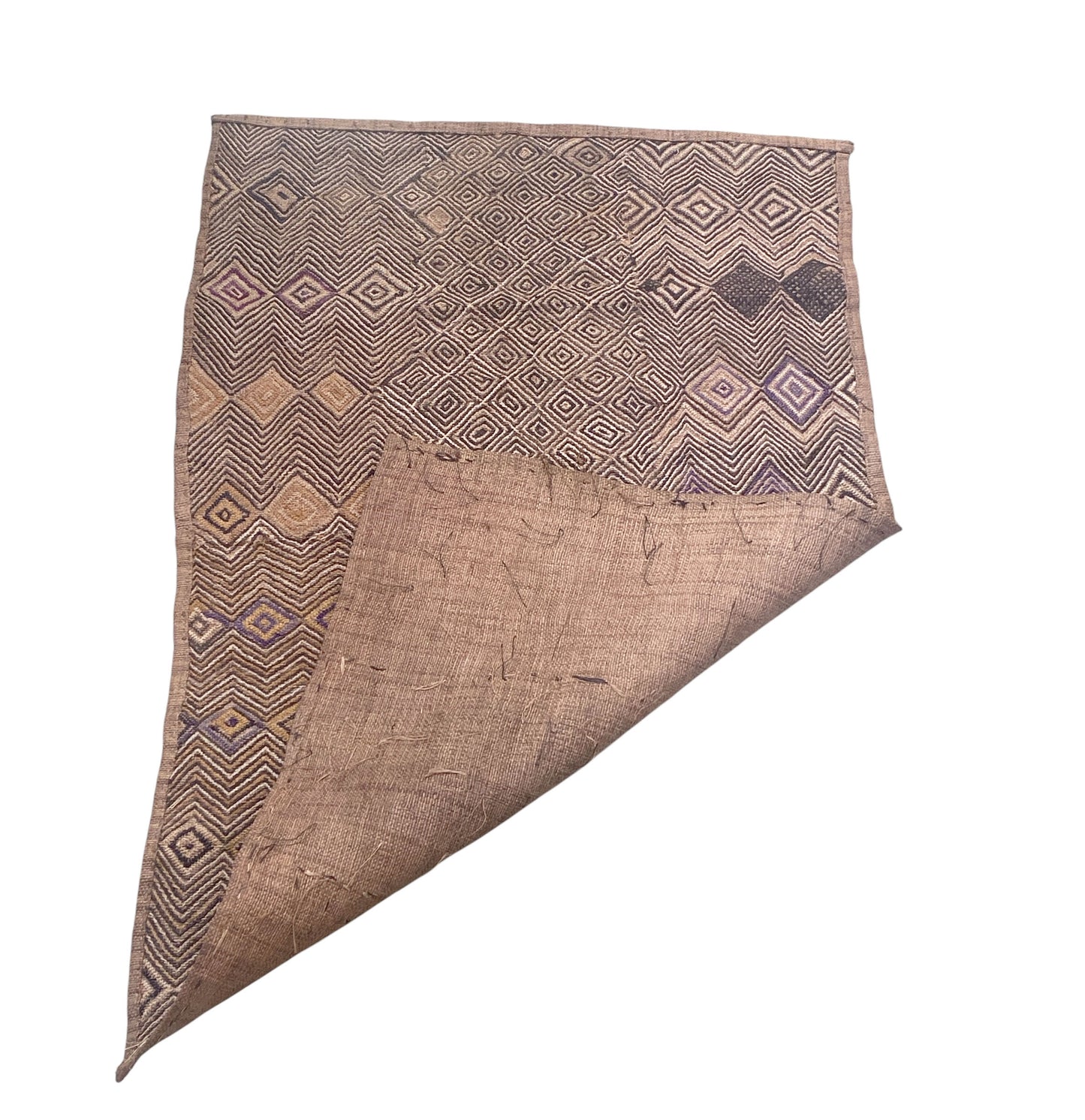 #368 Vintage African tribal Kuba Kasai Raffia Textile 40"