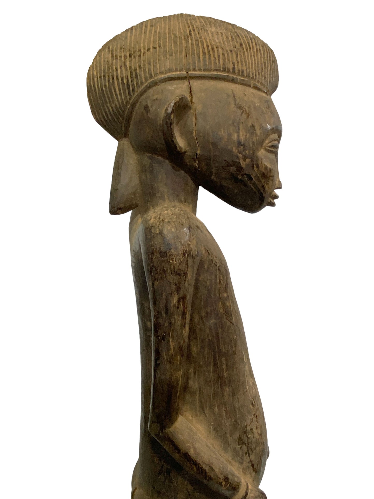 #7233 LG African Tribal Art Senufo Tyepka Standing maternity figure 58" H Côte d'Ivoire