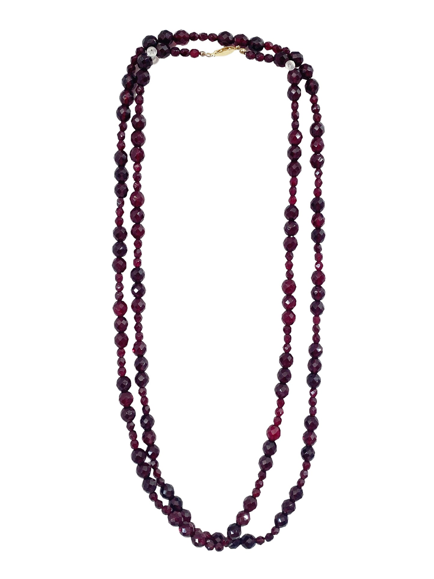 #7242 Vintage Bohemian Czech Faceted  Glass Beads Necklace 29" H