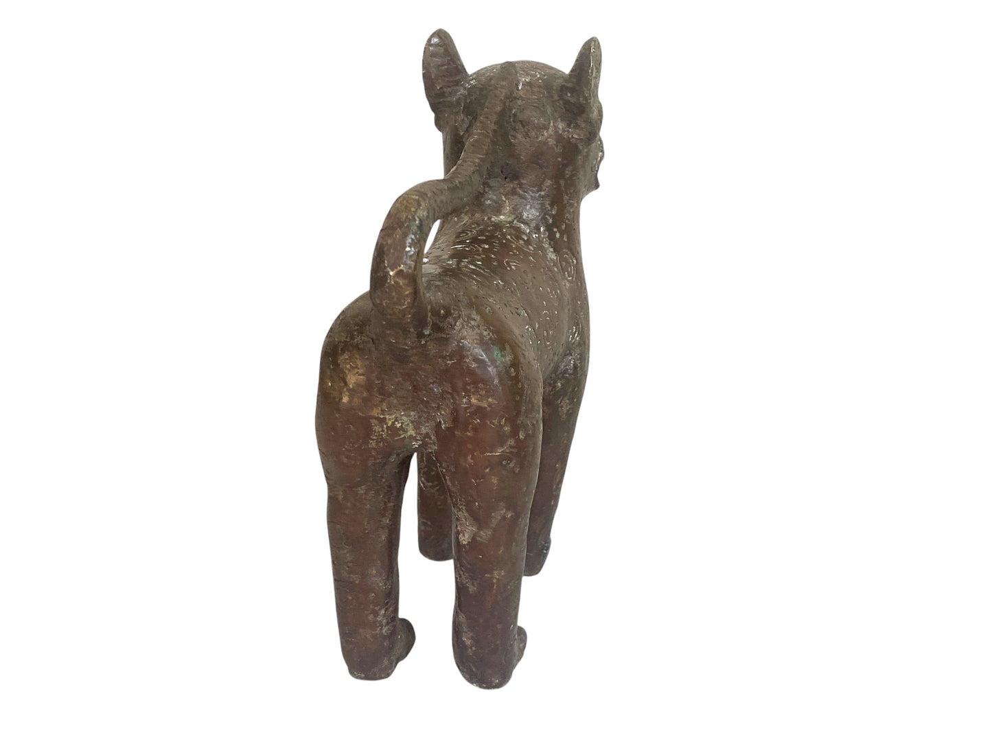 #6374 Vintage African Tribal Benin Bronze Leopard 9" H Nigeria