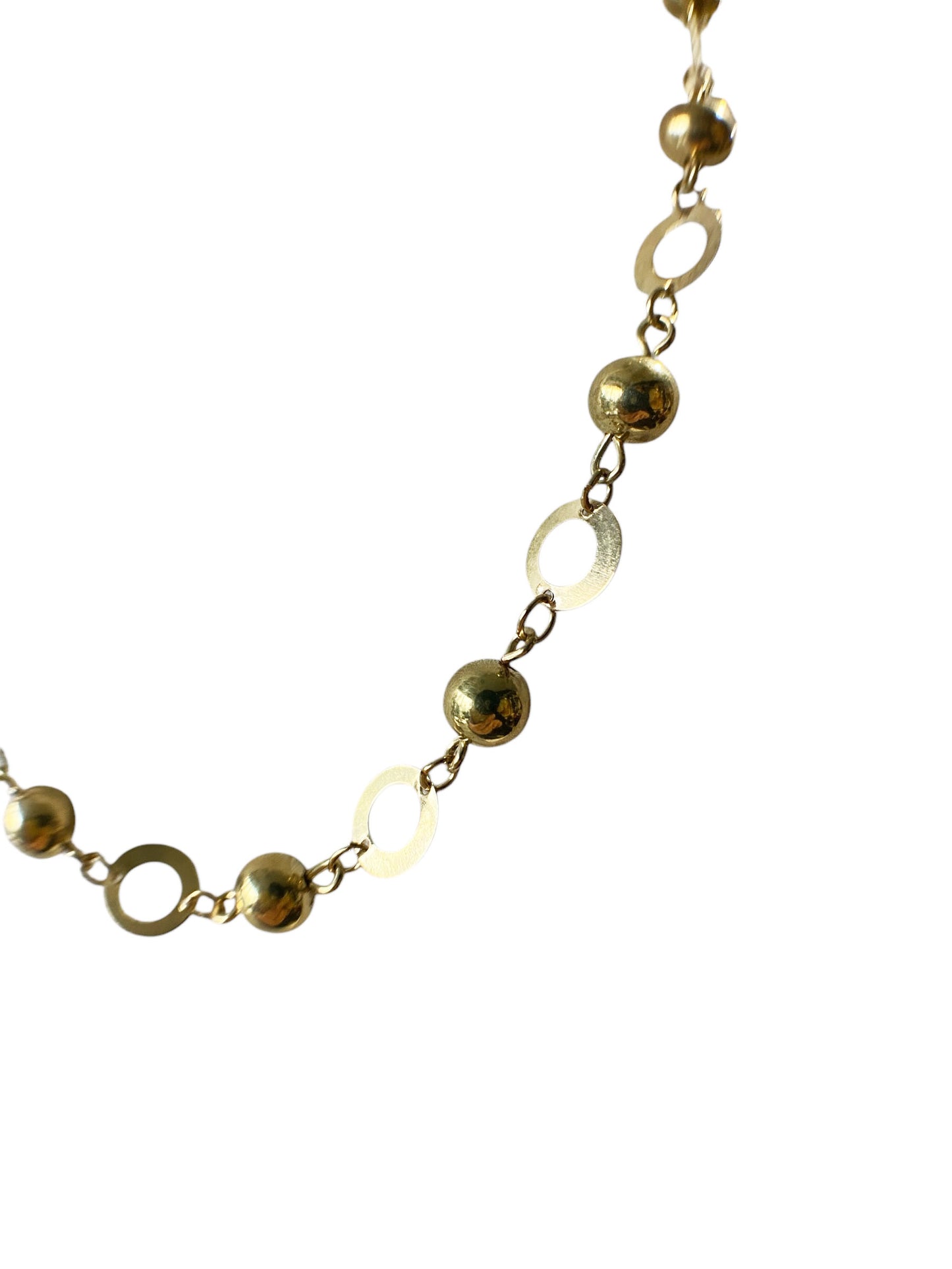 #6429 Vintage Necklace Gold Tone Ball Chain Link