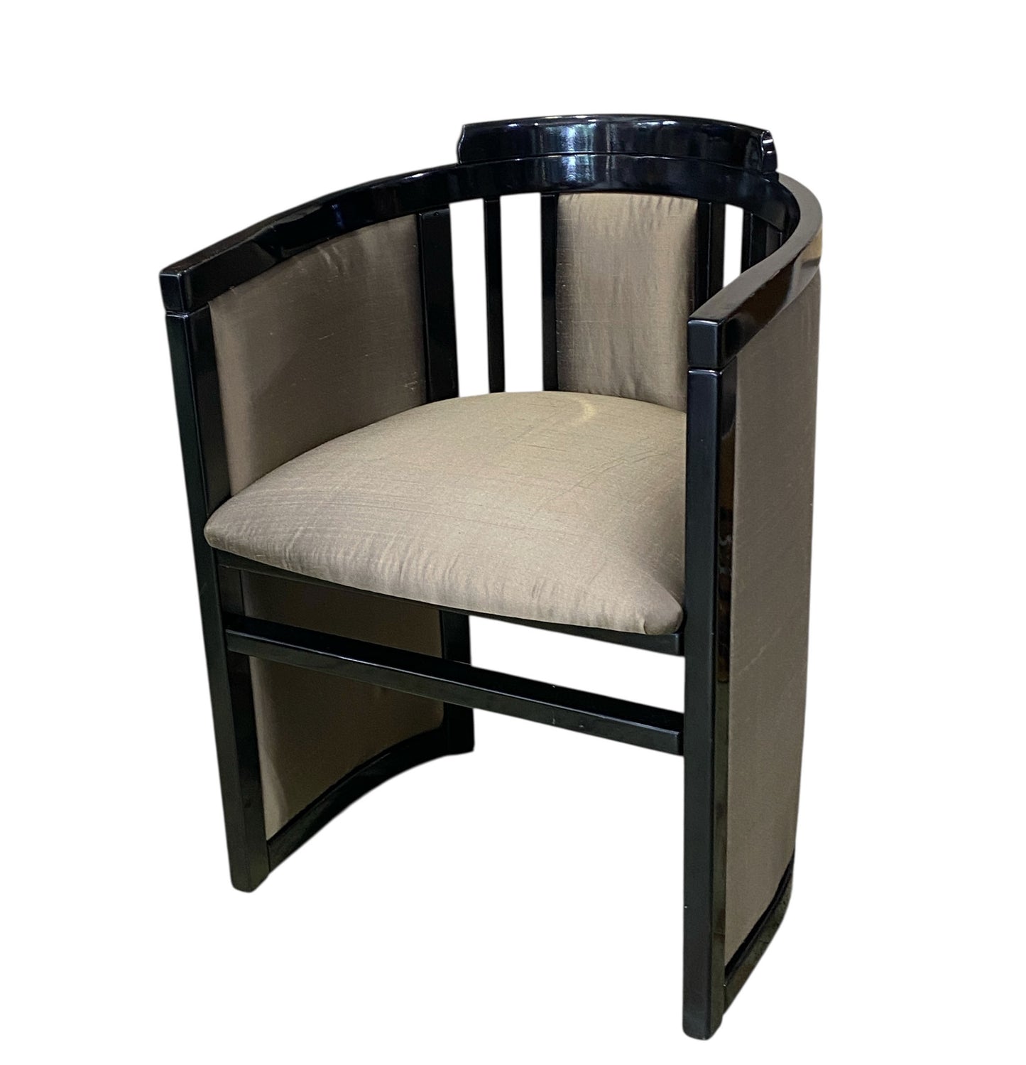 #6737 Mid Century French Art Deco Black Lacquer Wood Chair