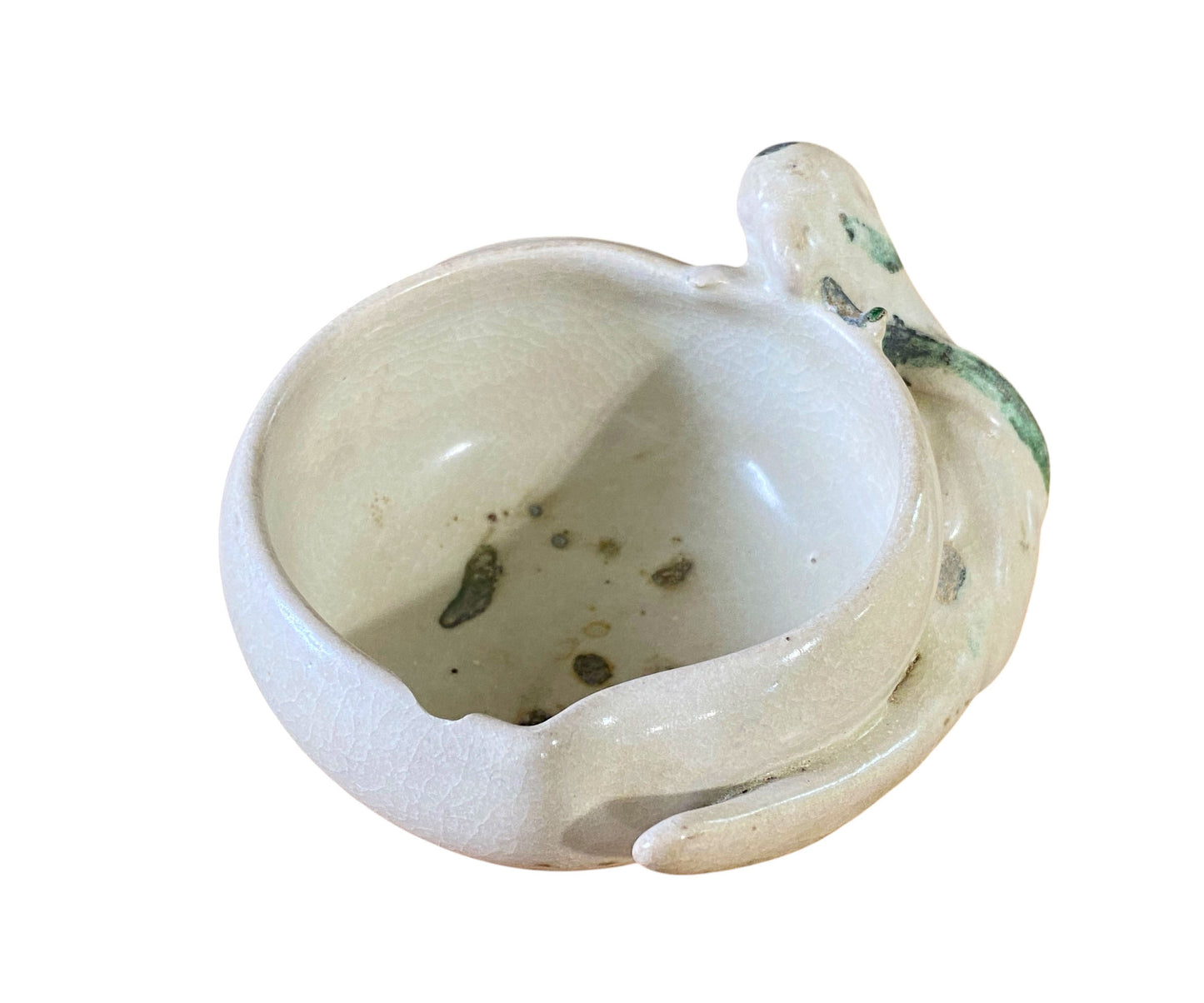 #6843 Hoi An Hoard Shipwreck Cup shaped like a peach w/ a parrot biting its edge Late 15th/16th C