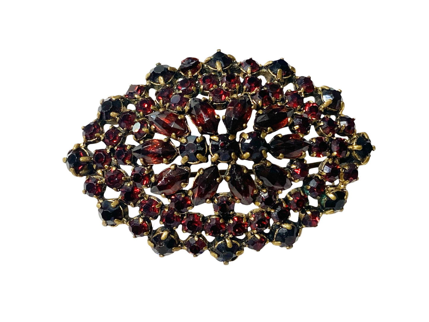 #16 Vintage Glass Garnet Red Pin Brooch