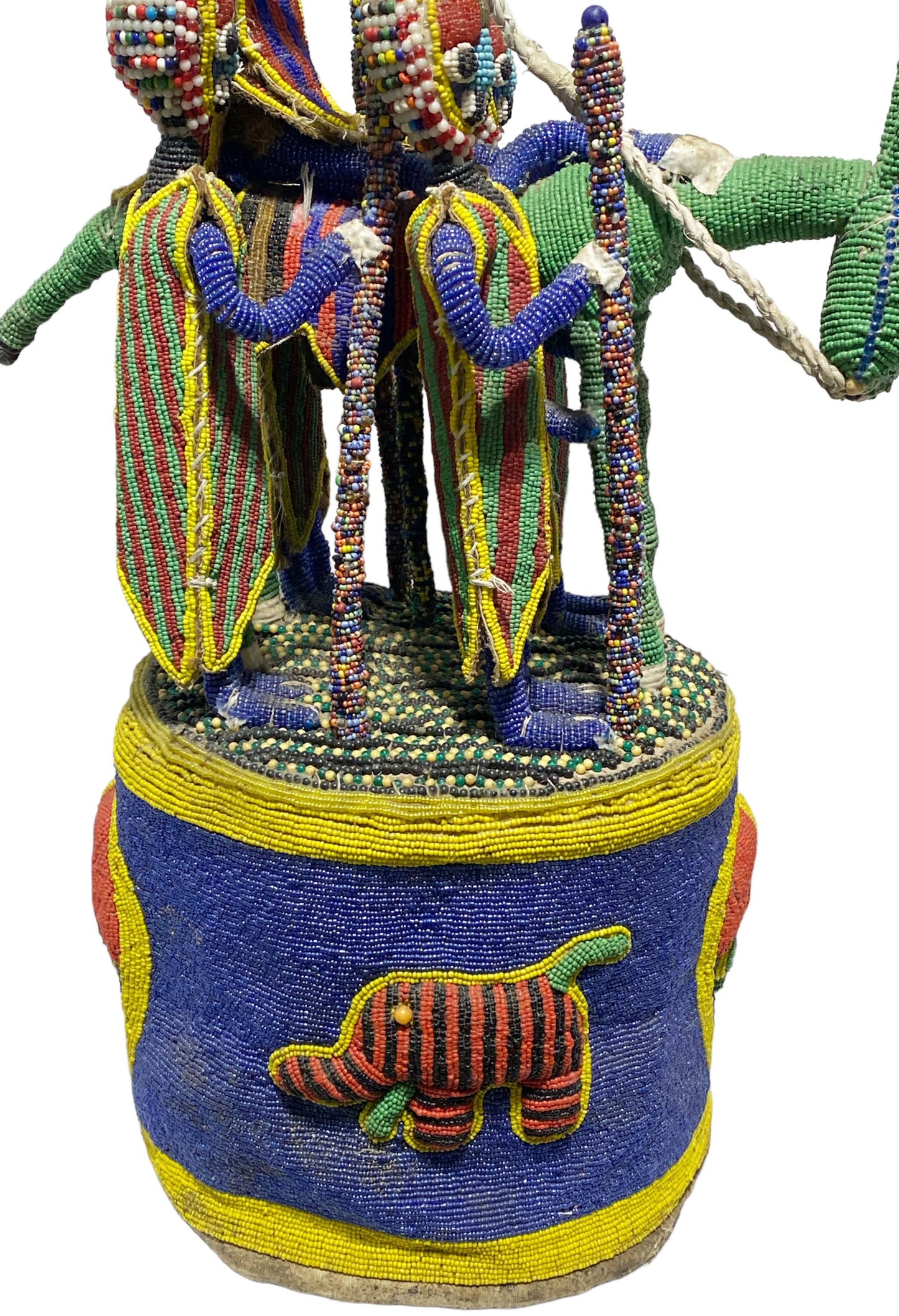 # 5938 African Large Yoruba Beaded King Crown 28" H Nigeria