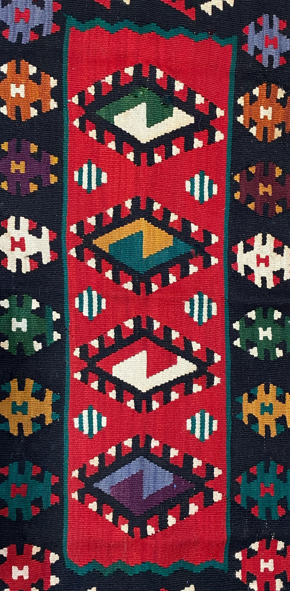 #5953 Tribal Old Hand Knotted Wool Anatolian Kilim Rug, Anatolian 94"