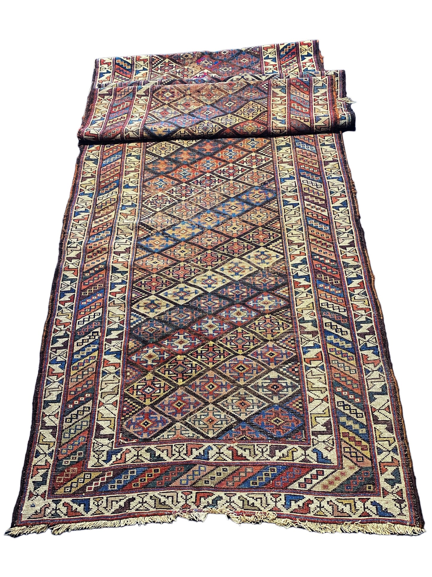 #5955 19th C Antique Caucasian  Kazak Wool Hand knotted Runner