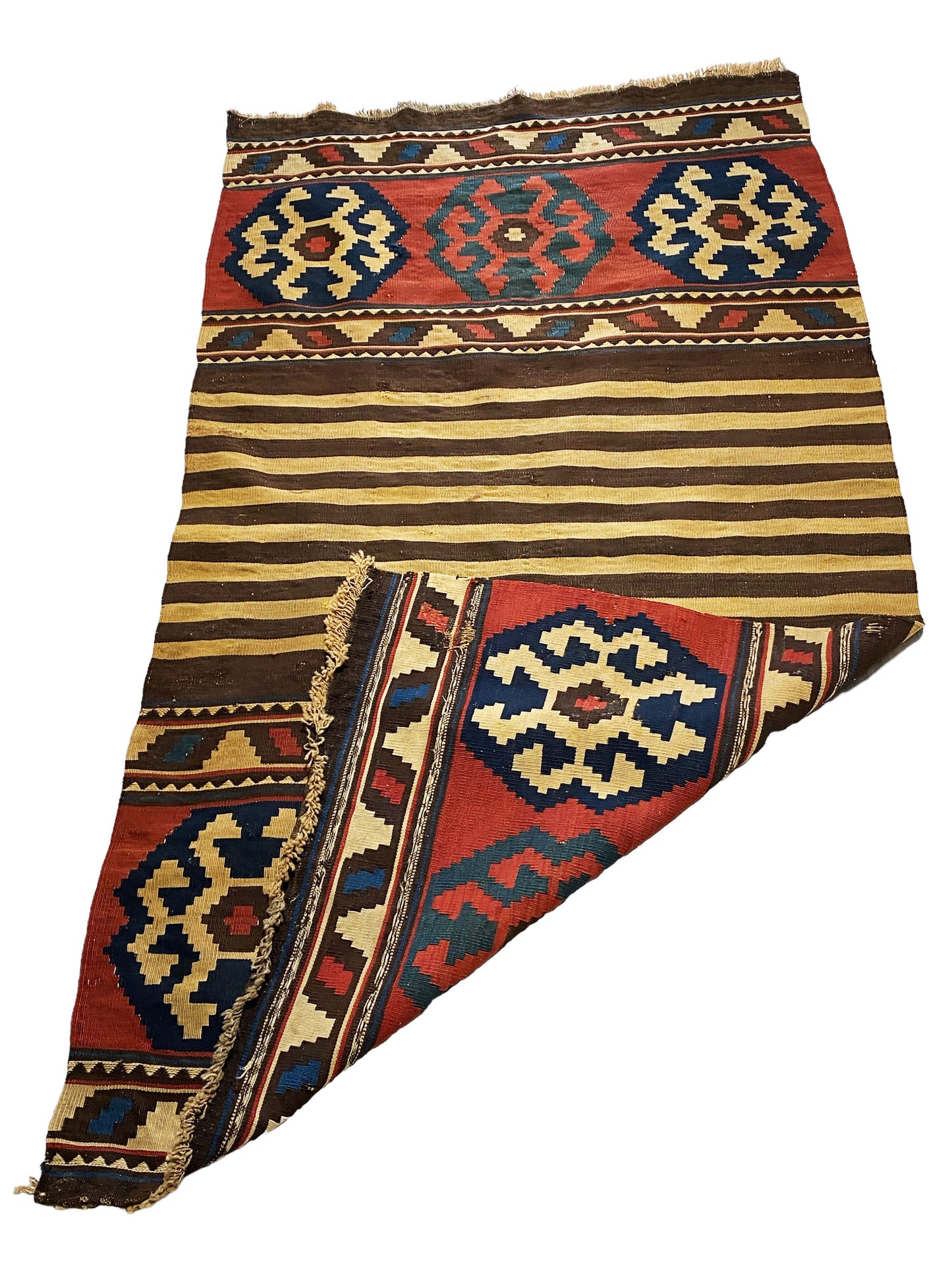 #5961 Antique and Rare Tribal Caucasian Kuba Kilim 5'92" by 3'08"