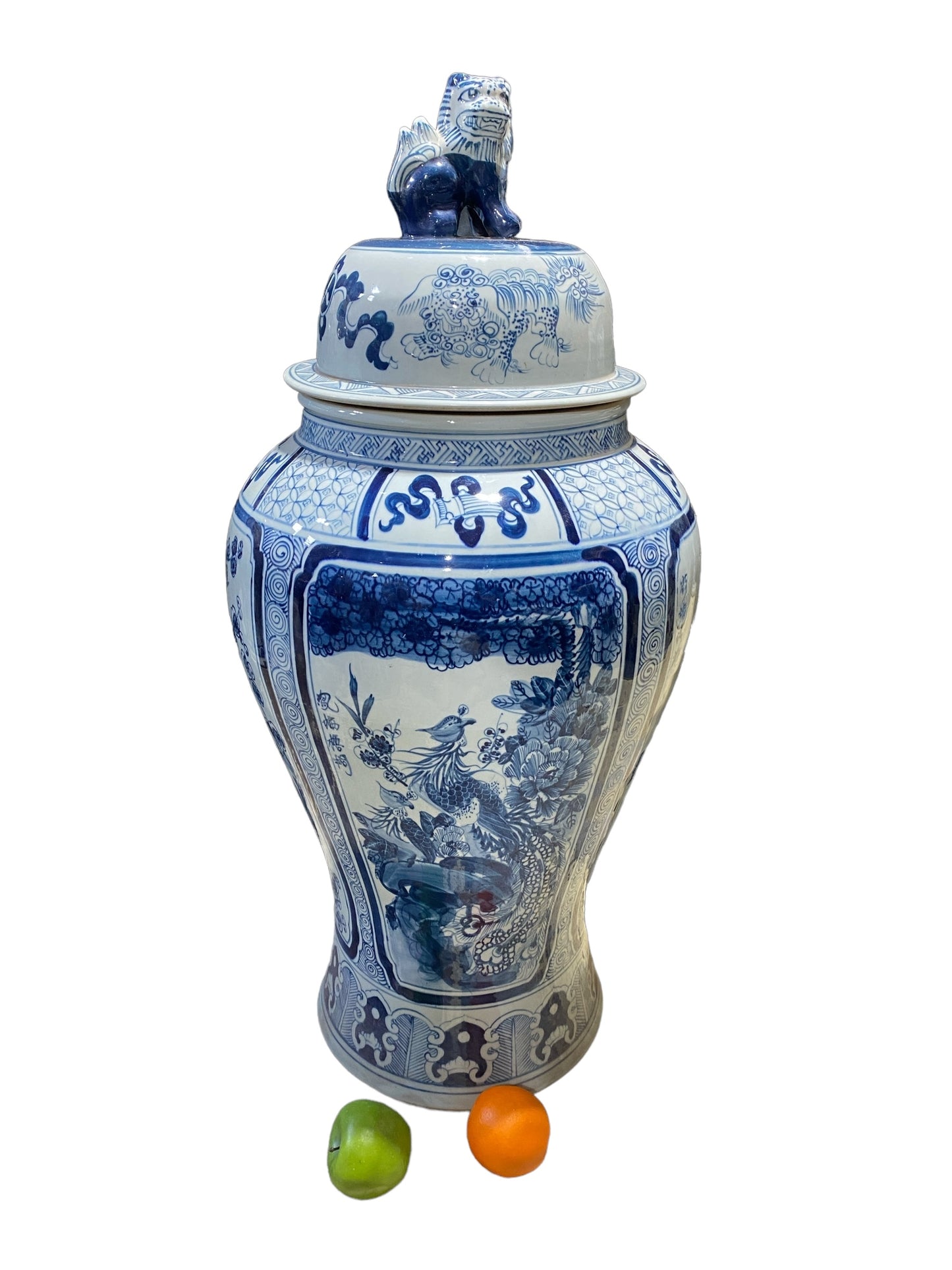 #7201/973 LG Chinoiserie B & W Porcelain Ginger Jar Four Seasons 37" H