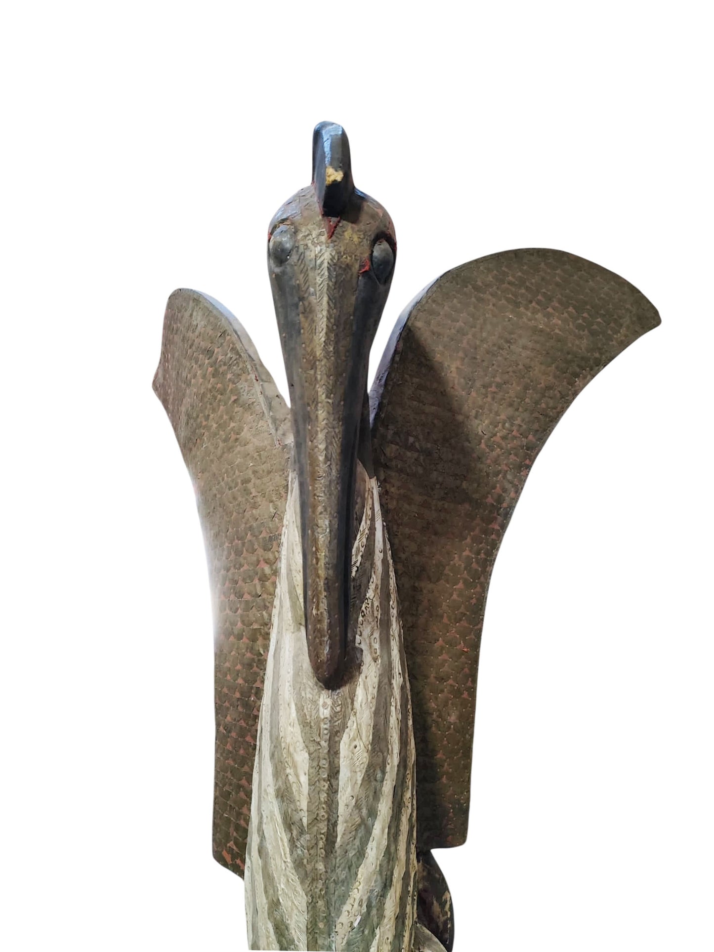 #3864 Huge Sculpture of Senufo Bird Statue Cote d'Ivoire 82" H