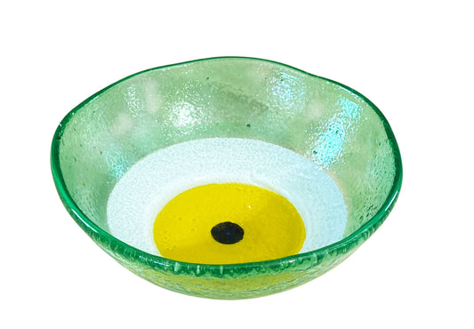 #3786 Middle Eastern Green  Glass Bowl with Eye 5.75" D