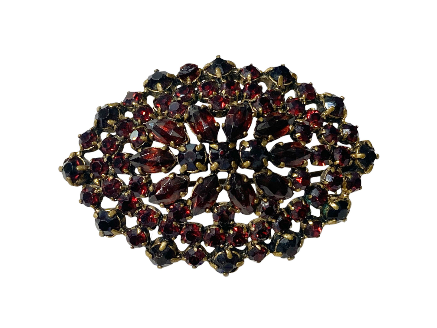 #16 Vintage Glass Garnet Red Pin Brooch