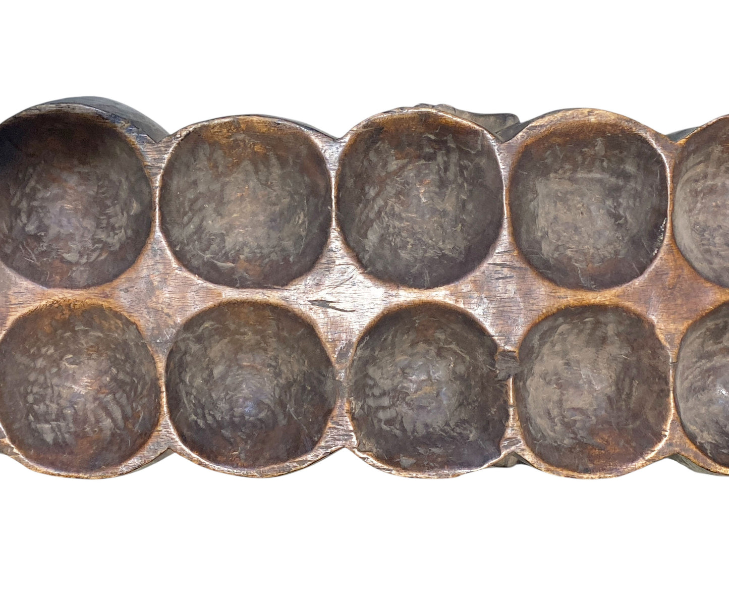 #8410 Vintage Large African Akan Awari Mancala Game Board 33.5" w