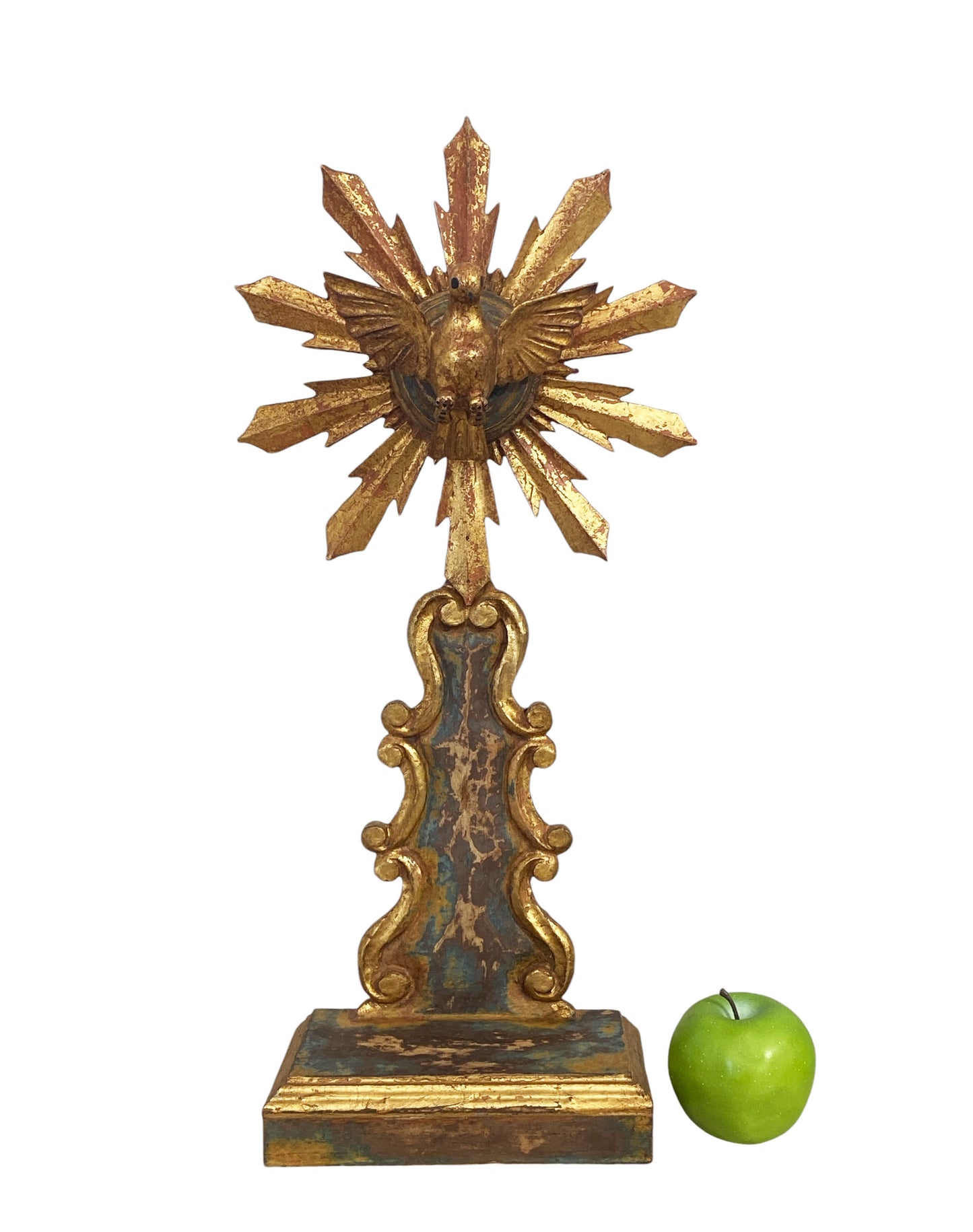 #6185 European Carved Wood Bird Sculpture on Finial 20" H
