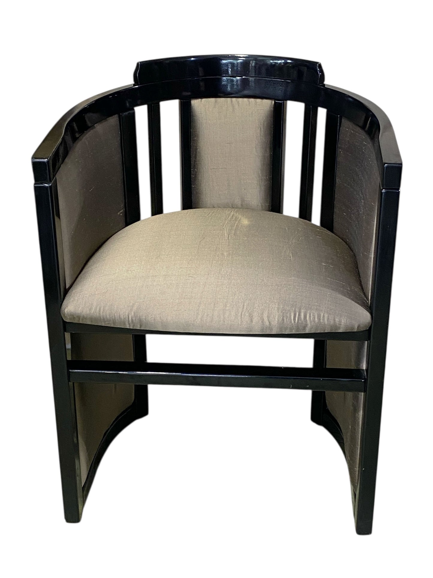 #6737 Mid Century French Art Deco Black Lacquer Wood Chair