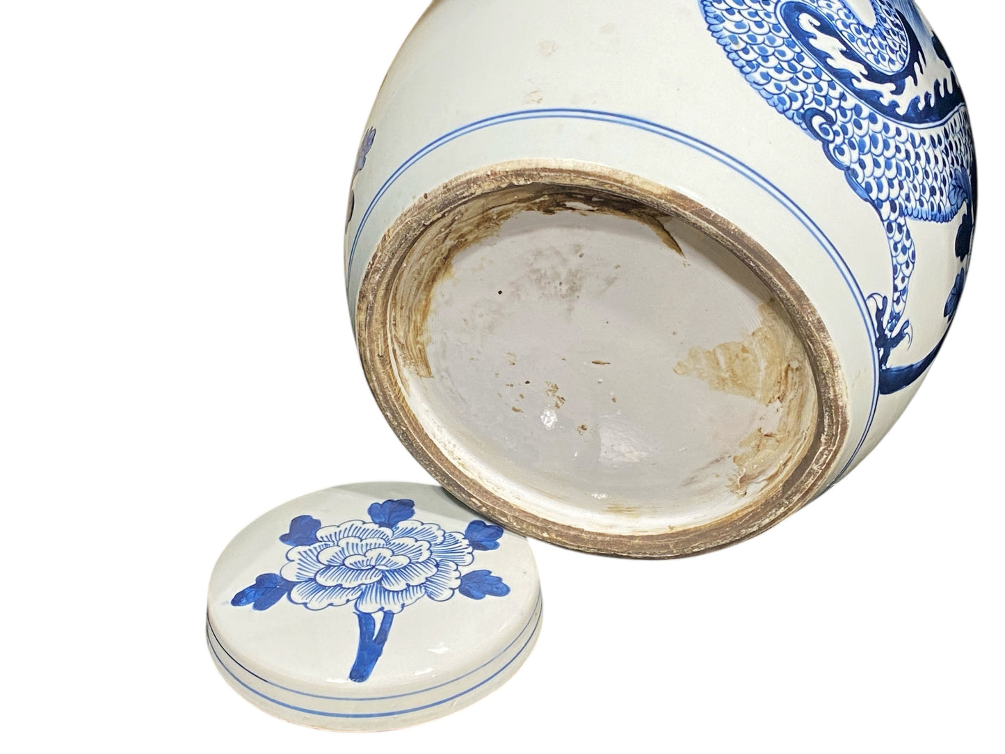 #2319 Chinoiserie Blue & White Dragon Ginger Jar 12" H