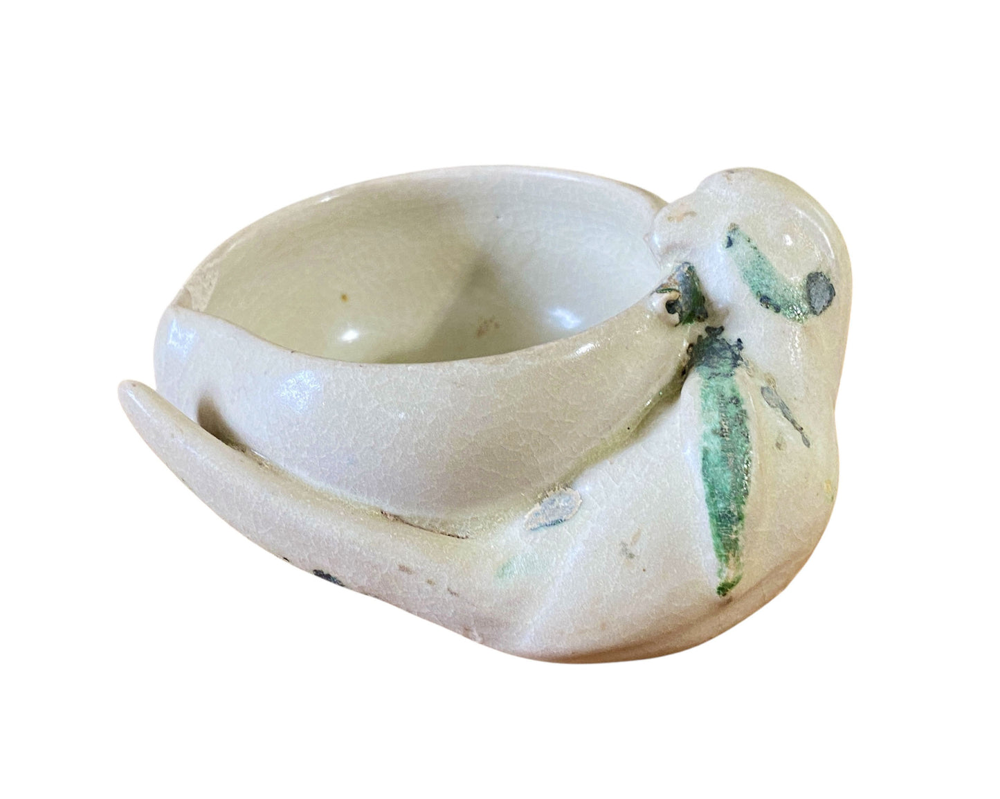 #6843 Hoi An Hoard Shipwreck Cup shaped like a peach w/ a parrot biting its edge Late 15th/16th C
