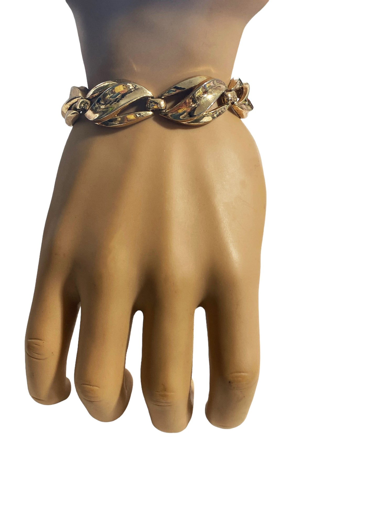 #5897  Vintage Chunky  Trifari  Pat. Pend Golden Bracelet