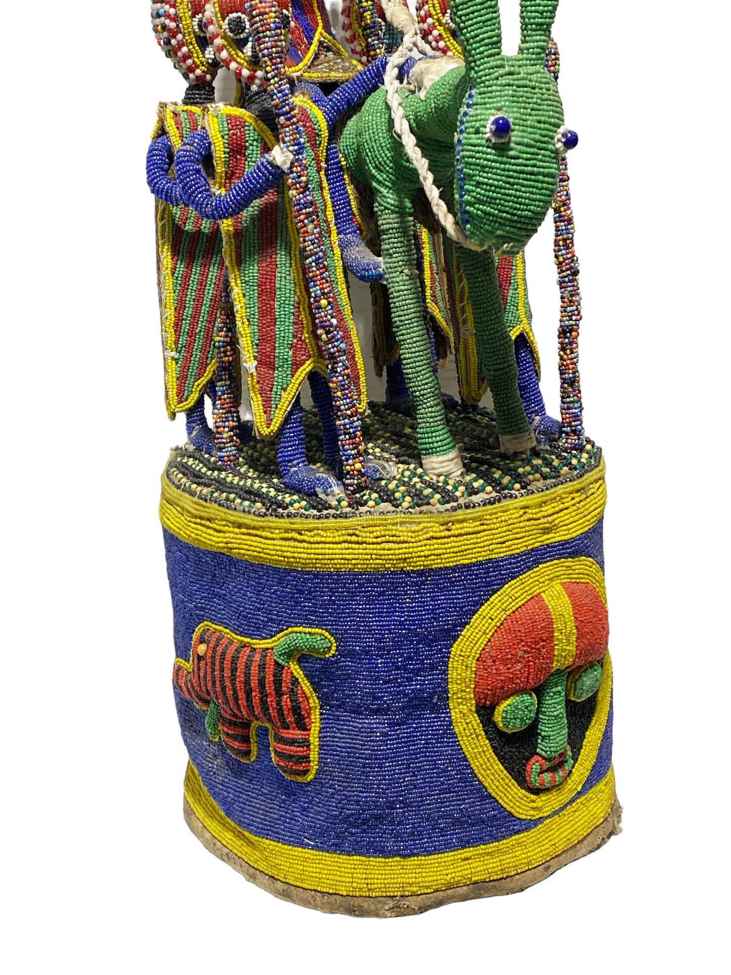 # 5938 African Large Yoruba Beaded King Crown 28" H Nigeria