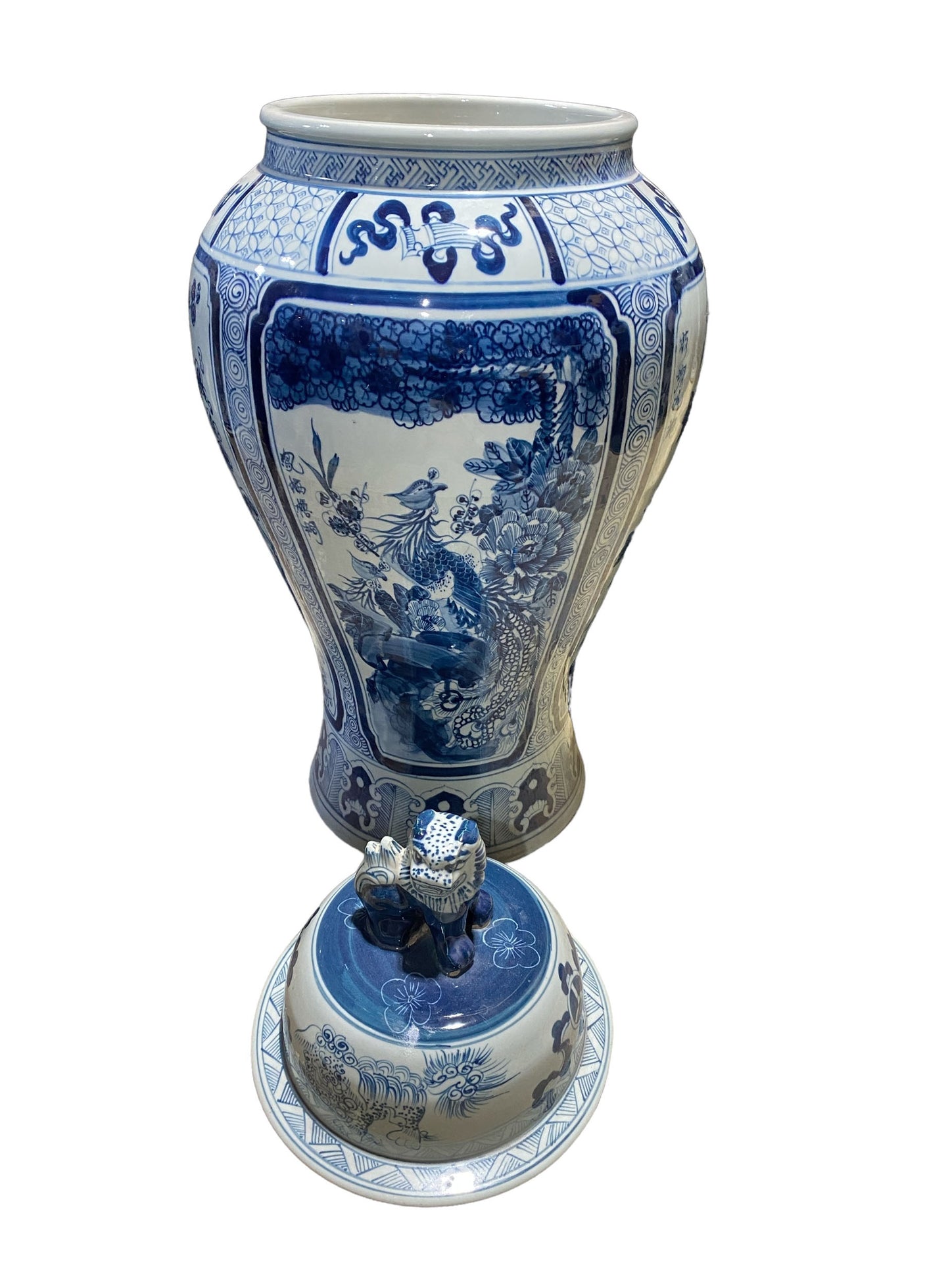 #7201/973 LG Chinoiserie B & W Porcelain Ginger Jar Four Seasons 37" H