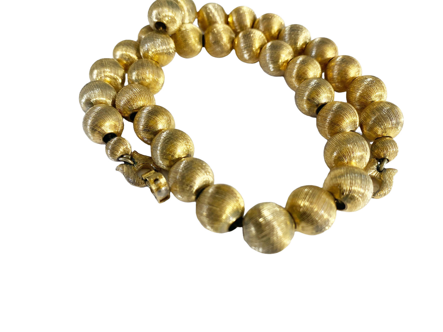 #6106 Vintage MONET Necklace Brushed Gold Tone Ball Chain Link