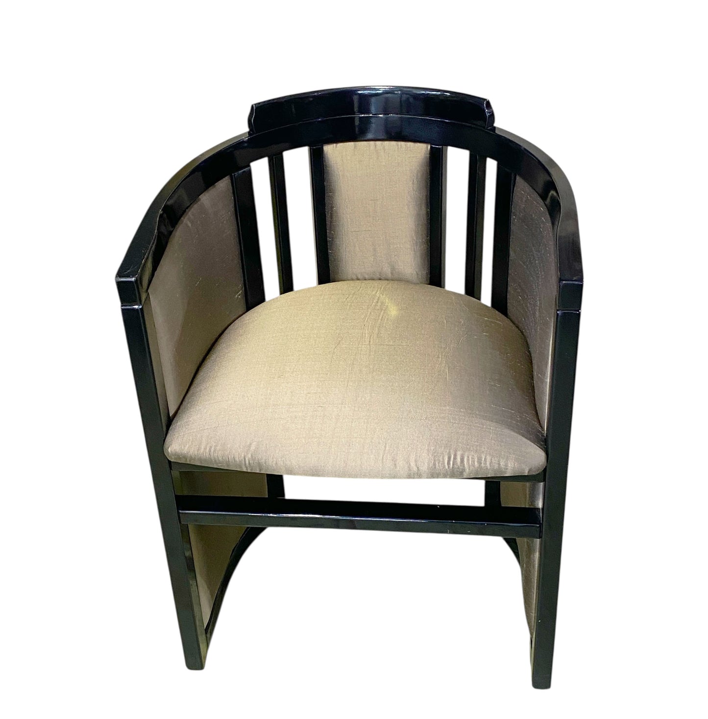 #6737 Mid Century French Art Deco Black Lacquer Wood Chair