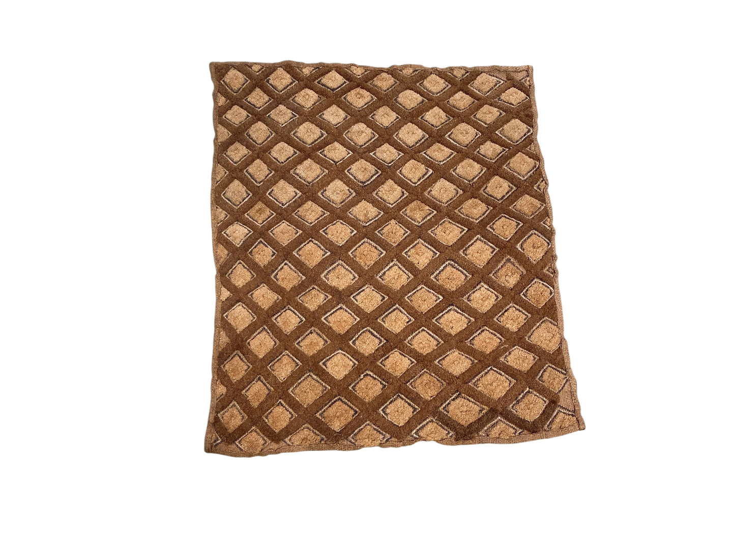 #213 Vintage African Tribal Kuba Kasai Velvet Raffia Textile 24" by 20.5"