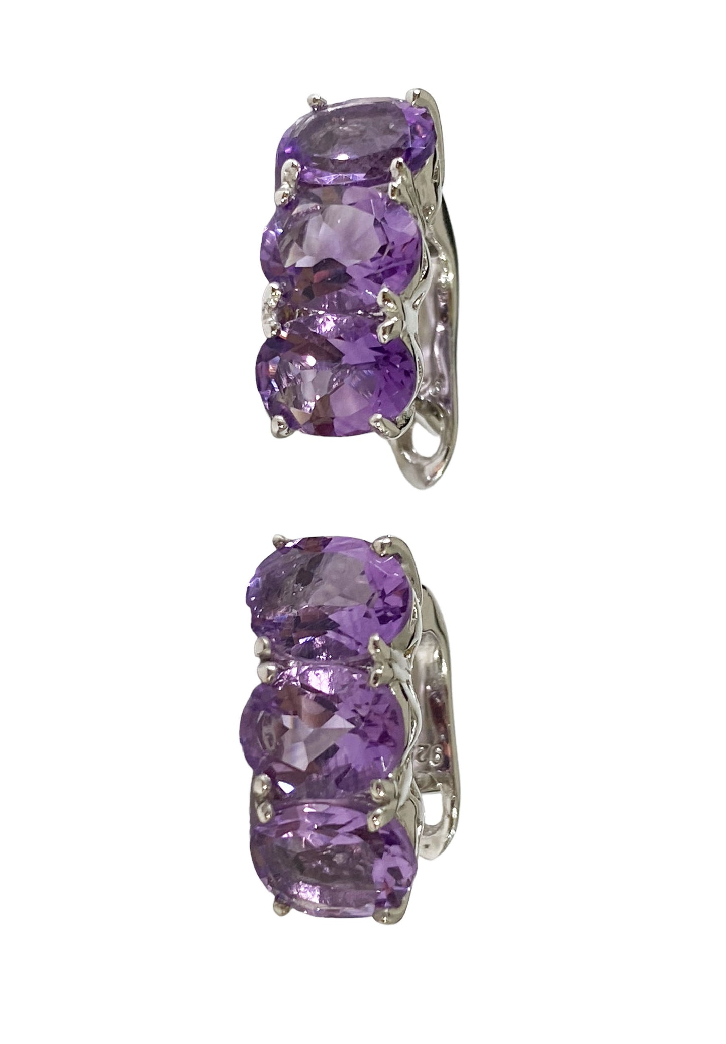 #7251 Sterling Silver  Earrings with Oval Brazilian Amethyst