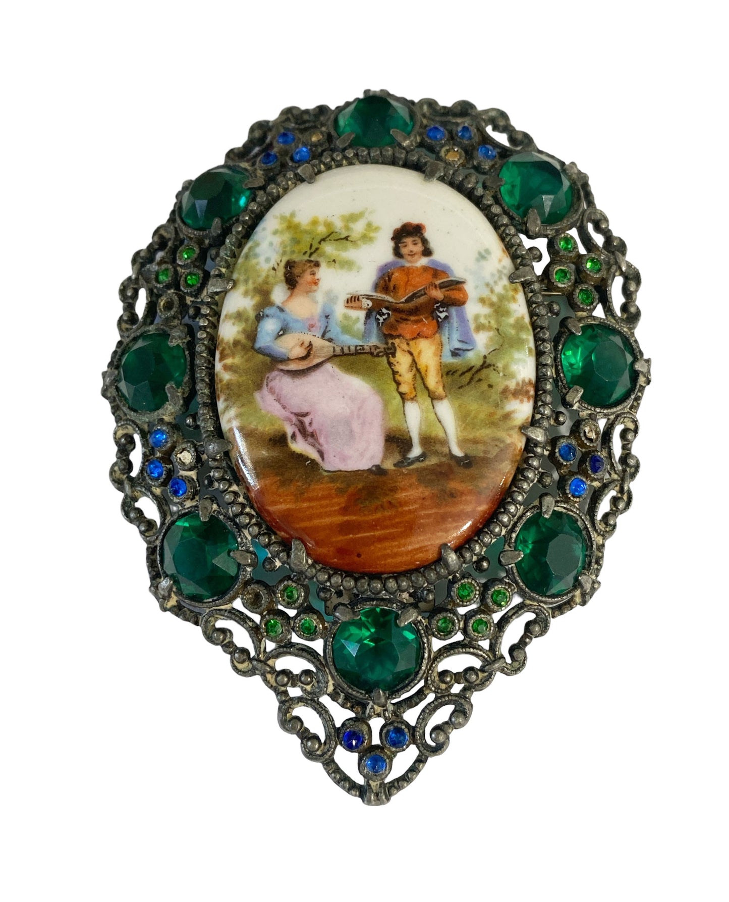 #6107 Vintage H. Pomerantz Inc N.Y. Rhinestone Big Brooch Pin 3" H