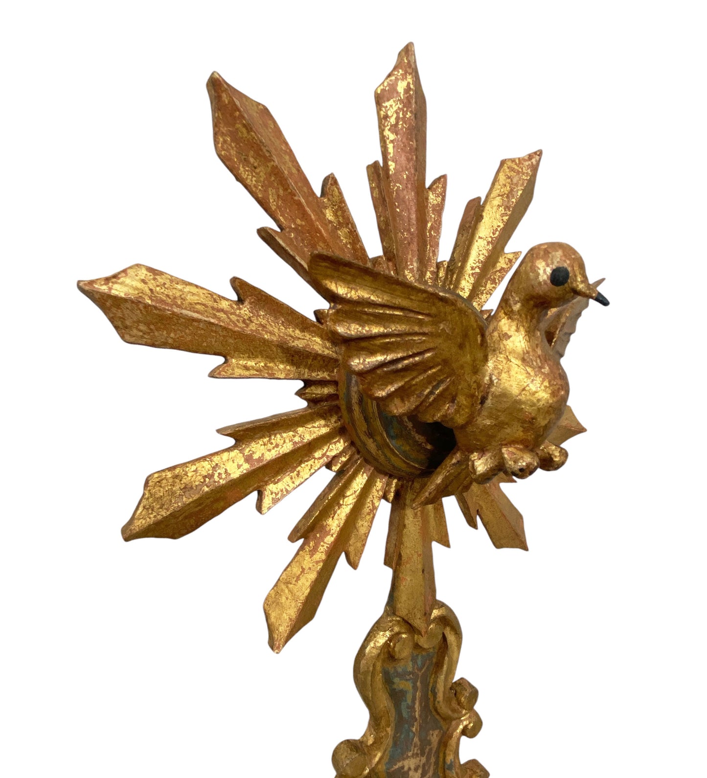 #6185 European Carved Wood Bird Sculpture on Finial 20" H