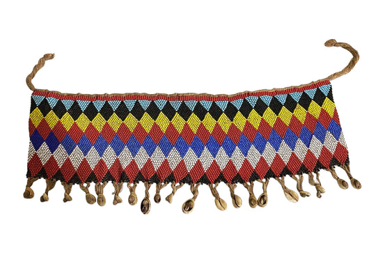 #6316 Ceremonial Skirt Kirdi Beaded Cache Sex Pikuran Cameroon 19" w