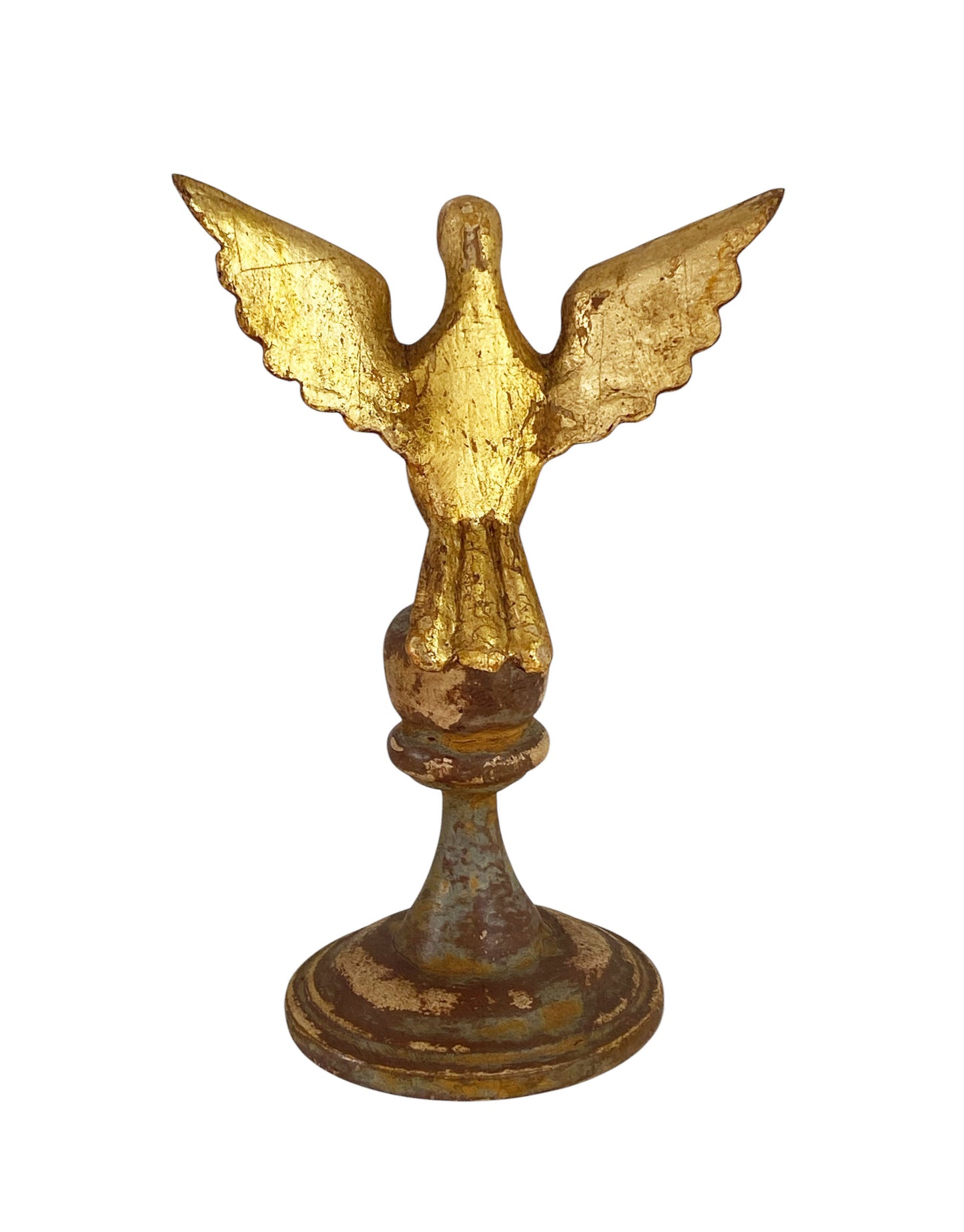 #3010 Superb Carved Wood Dove the Holy Spirit Sculpture on Finial 7.5" H