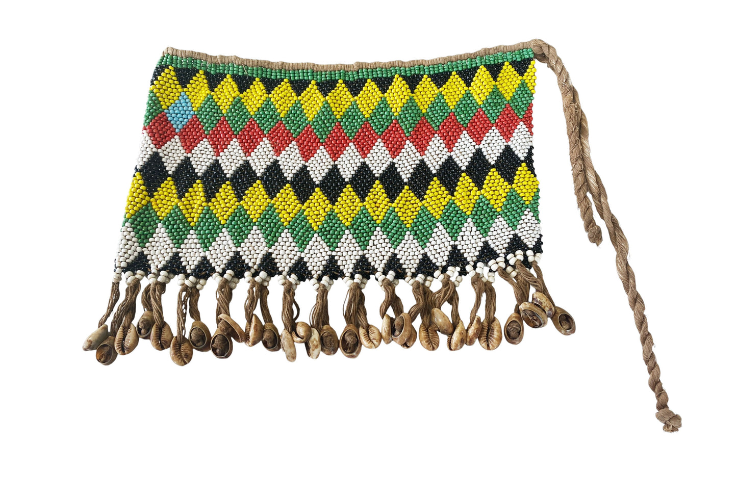 #1464 Ceremonial Skirt Kirdi Beaded Cache Sex Pikuran Cameroon 19" w