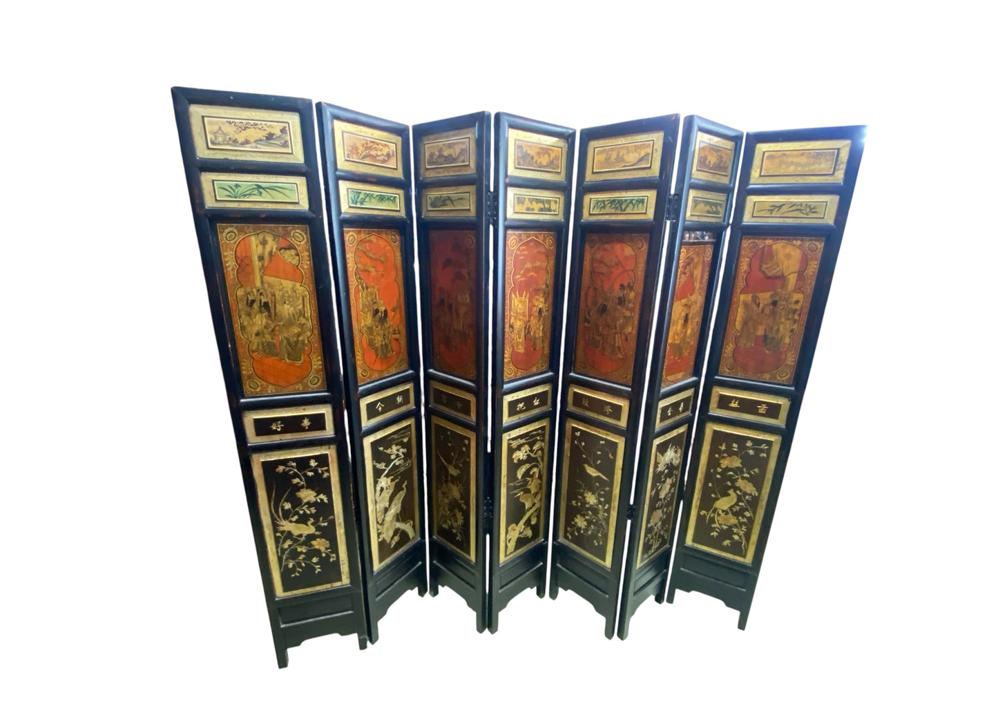 #7603/146 Early 20th Century Chinese 7 Panels Folding Screen, Room Divider
