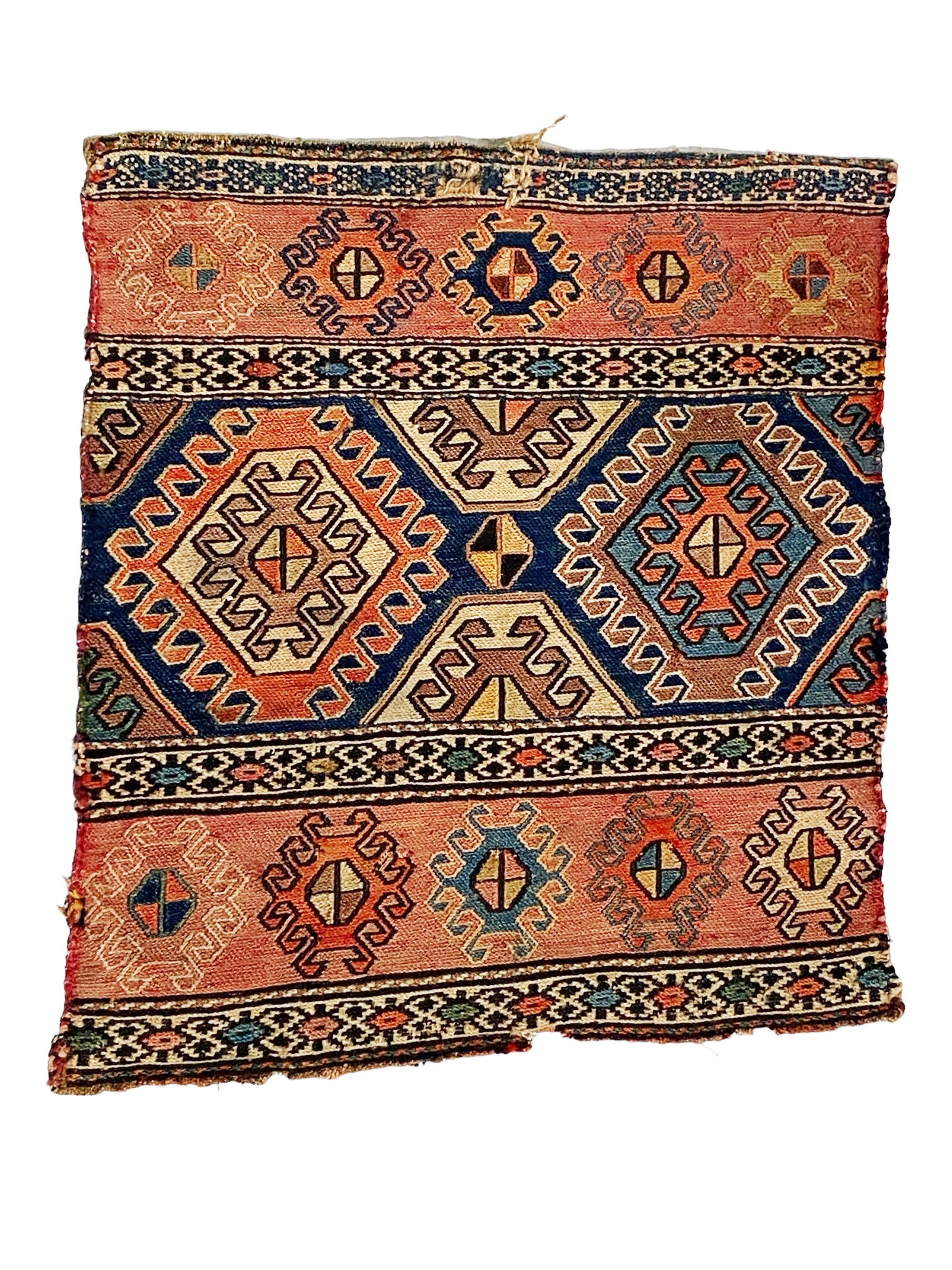 #7187 Antique and Rare Small Tribal Caucasian Kuba Kilim 1'9" by 1'8"