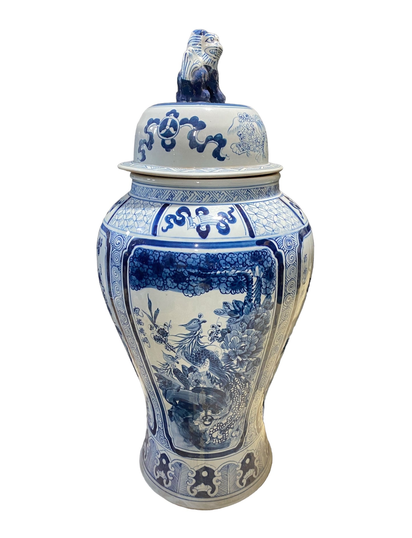 #7201/973 LG Chinoiserie B & W Porcelain Ginger Jar Four Seasons 37" H