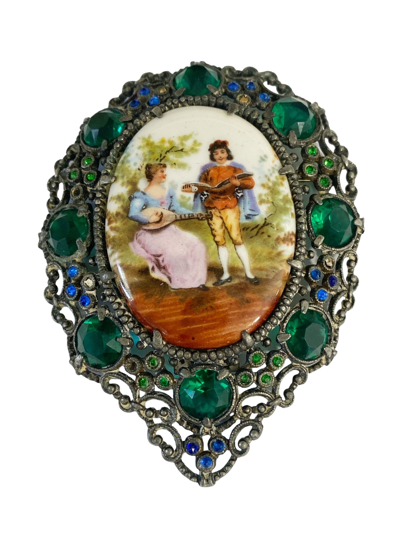 #6107 Vintage H. Pomerantz Inc N.Y. Rhinestone Big Brooch Pin 3" H