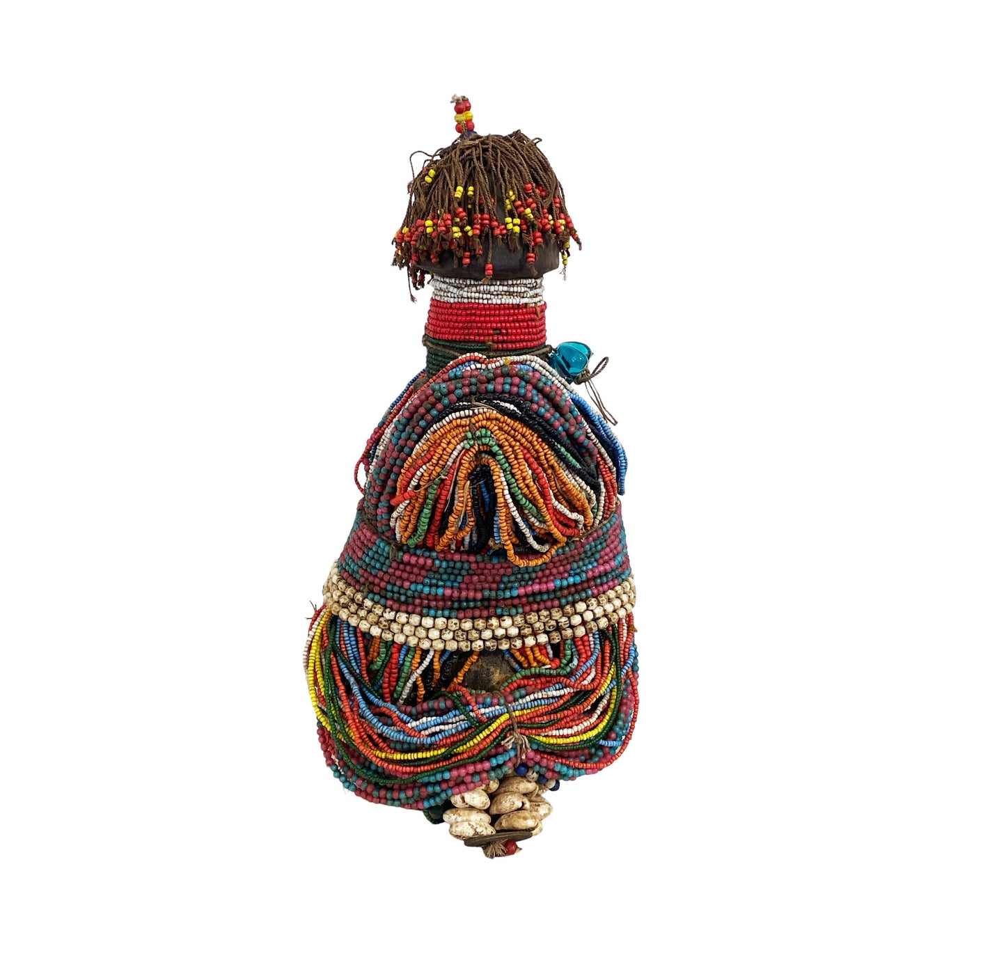#7708/814 African Beaded Fali Fertility Doll Cameroon 13" H