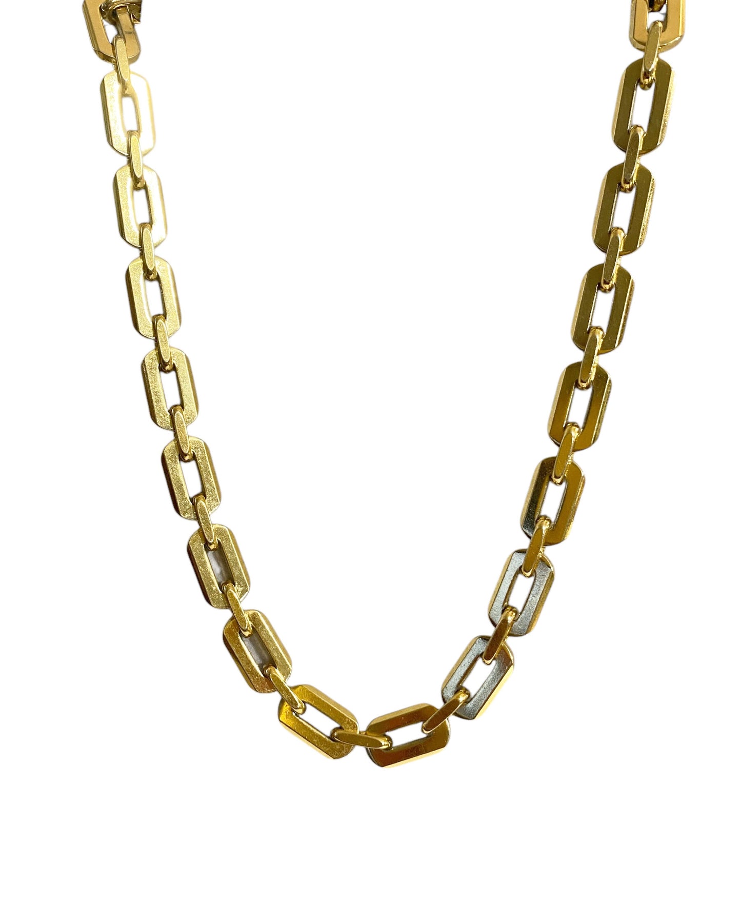 #6309 Vintage Signed TRIFARI Gold Tone Link Chain Necklace