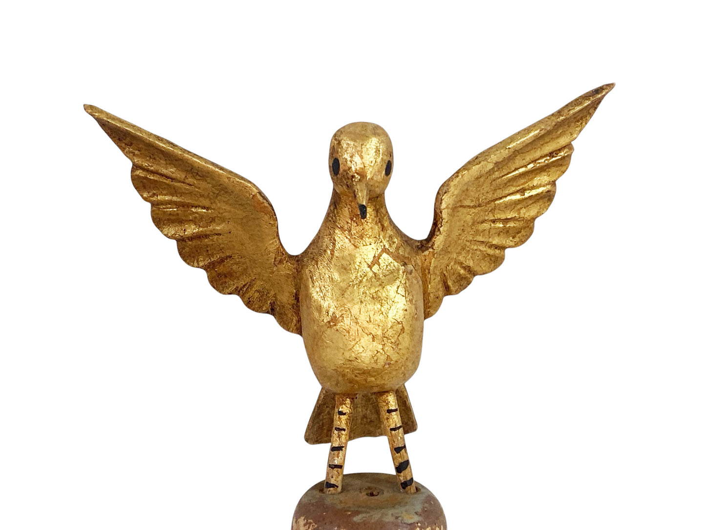 #3010 Superb Carved Wood Dove the Holy Spirit Sculpture on Finial 7.5" H