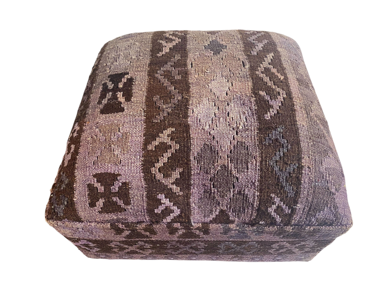 #598 Custom Made Turkish Kilim Upholstered Ottoman/footstool 13" H