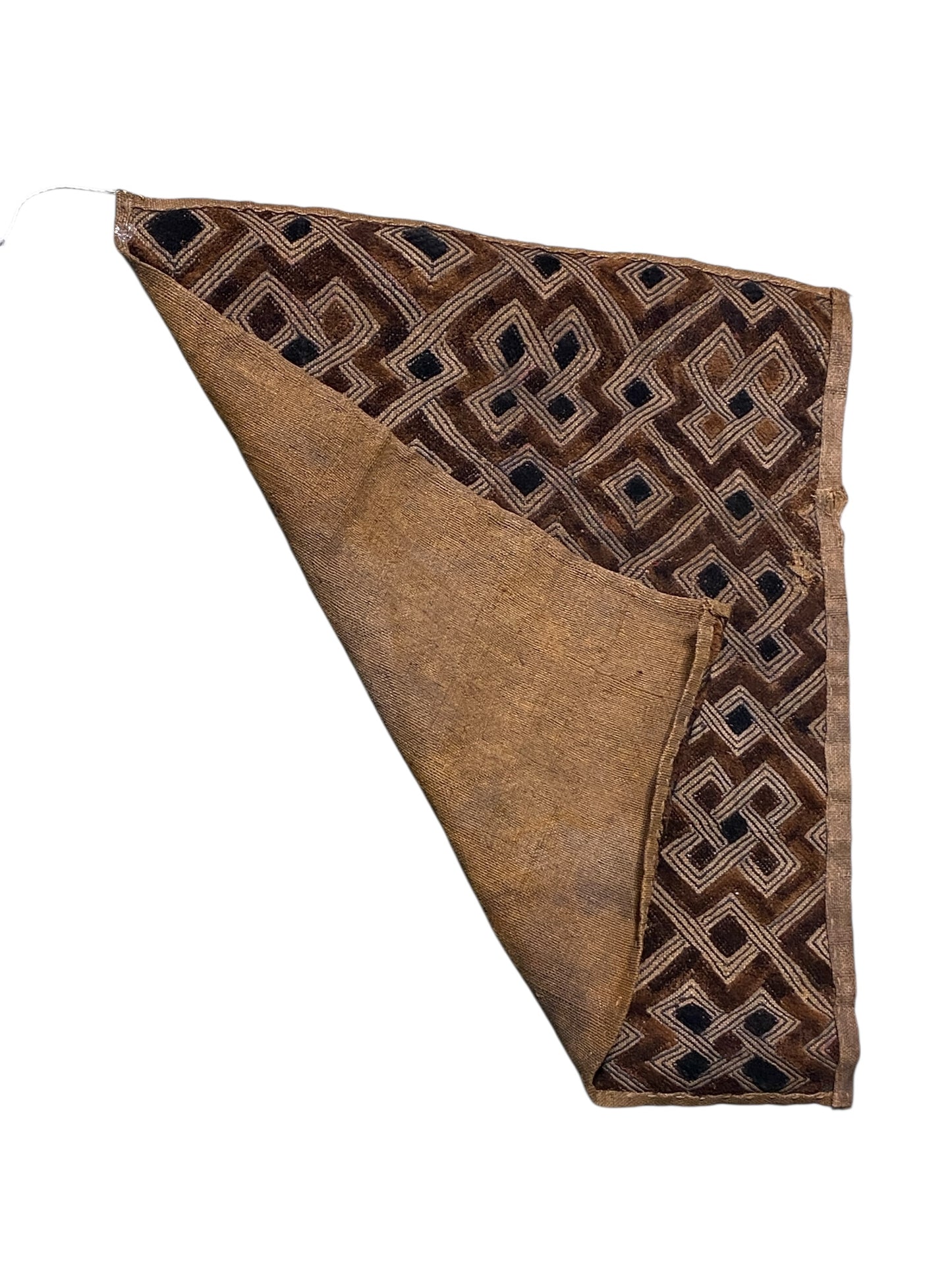 #6700 Vintage African Kuba Kasai Velvet Raffia Textile Zaire 23" by 25"