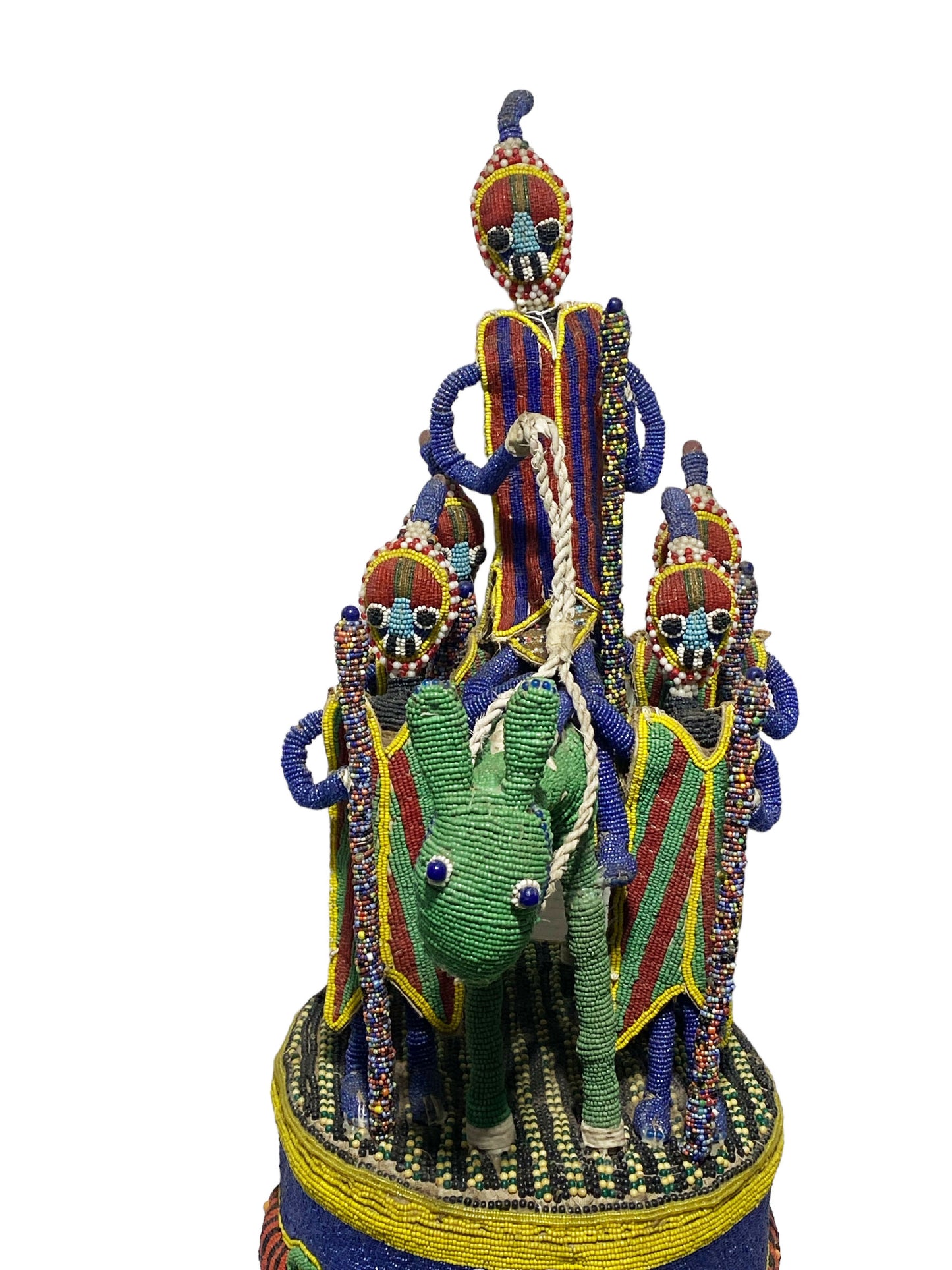 # 5938 African Large Yoruba Beaded King Crown 28" H Nigeria