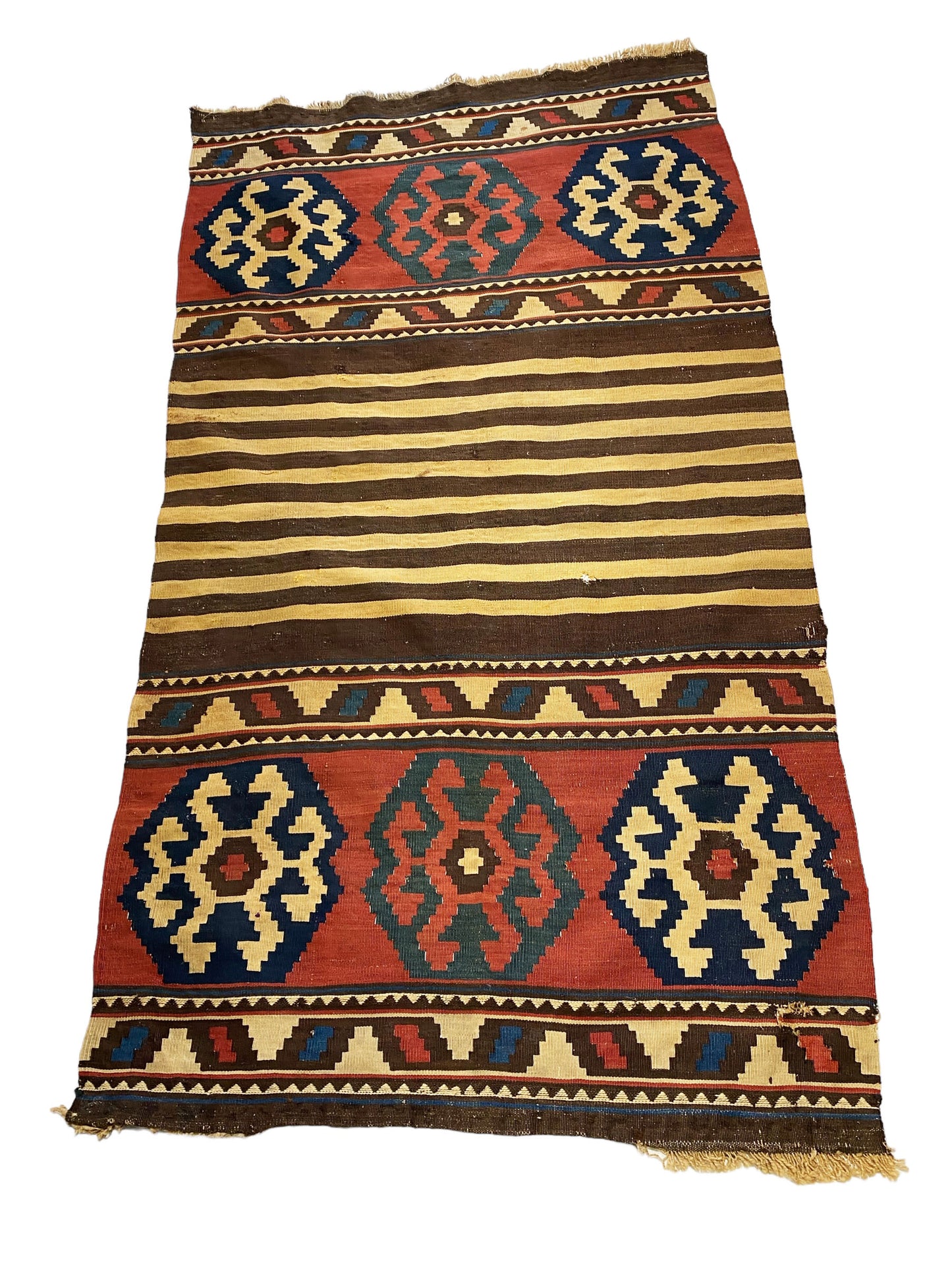#5961 Antique and Rare Tribal Caucasian Kuba Kilim 5'92" by 3'08"