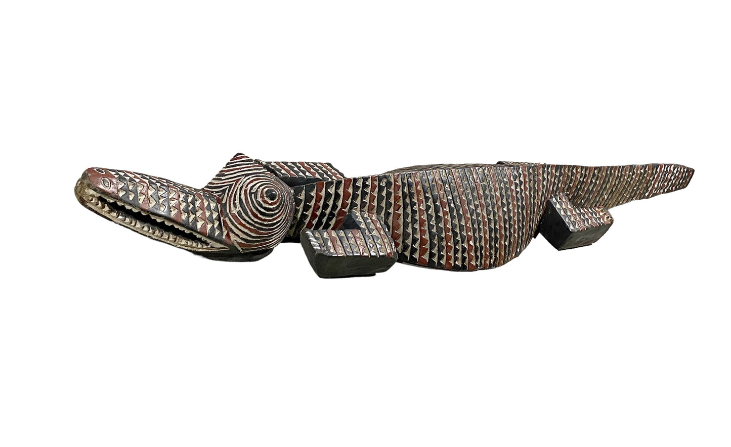 #7209 African Life size Crocodile Nuna Bobo Burkina Faso 77"