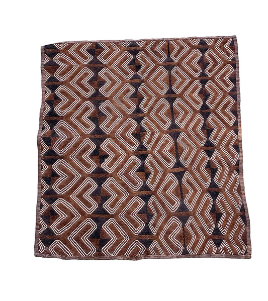 #5997 African tribal Kuba Kasai Raffia Textile 24" by 26"
