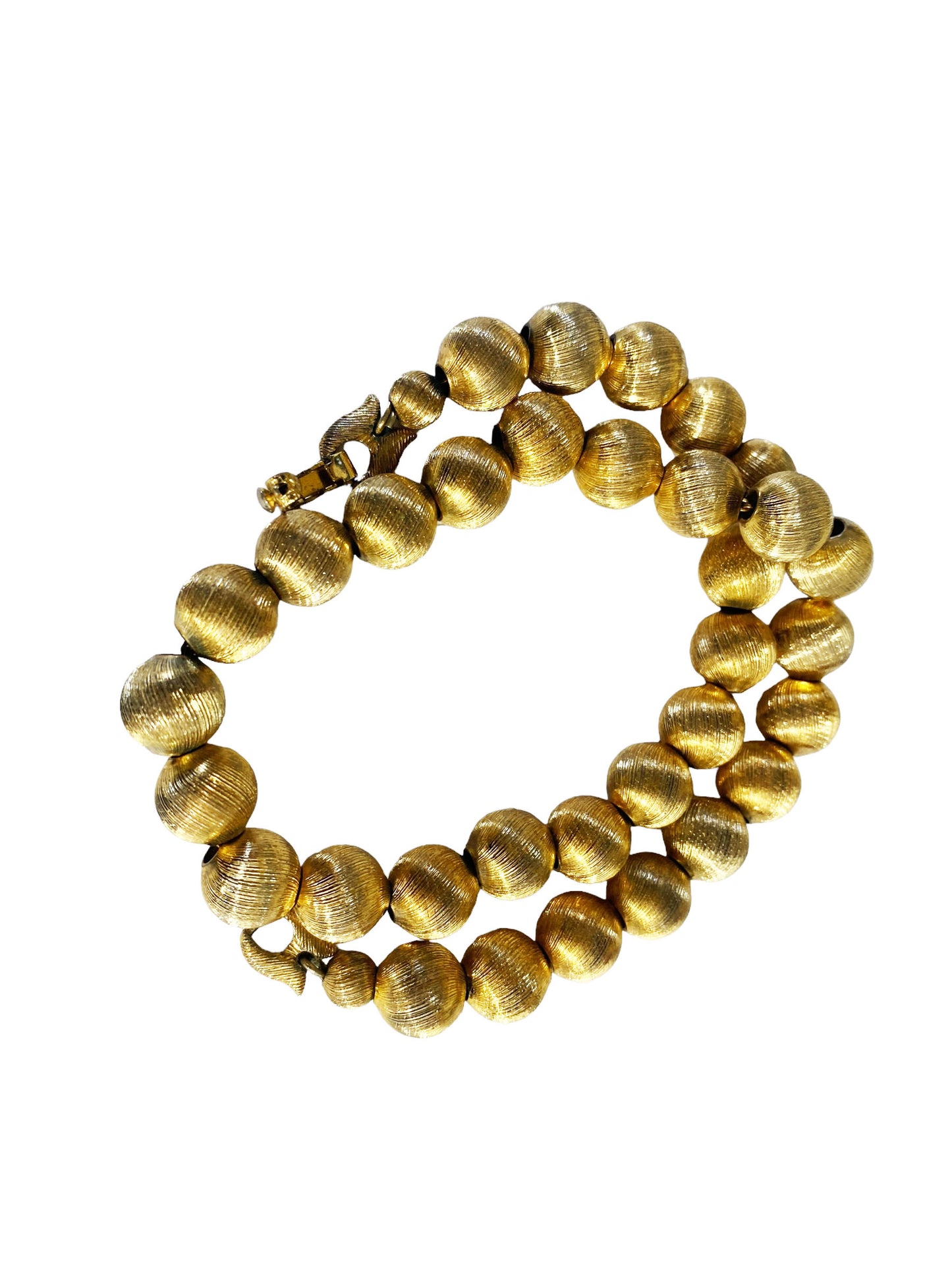 #6106 Vintage MONET Necklace Brushed Gold Tone Ball Chain Link