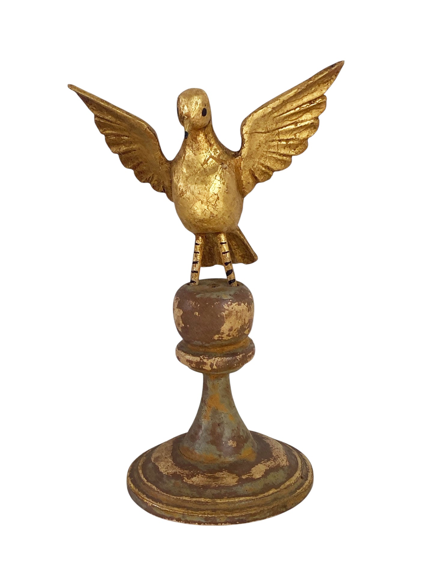 #3010 Superb Carved Wood Dove the Holy Spirit Sculpture on Finial 7.5" H