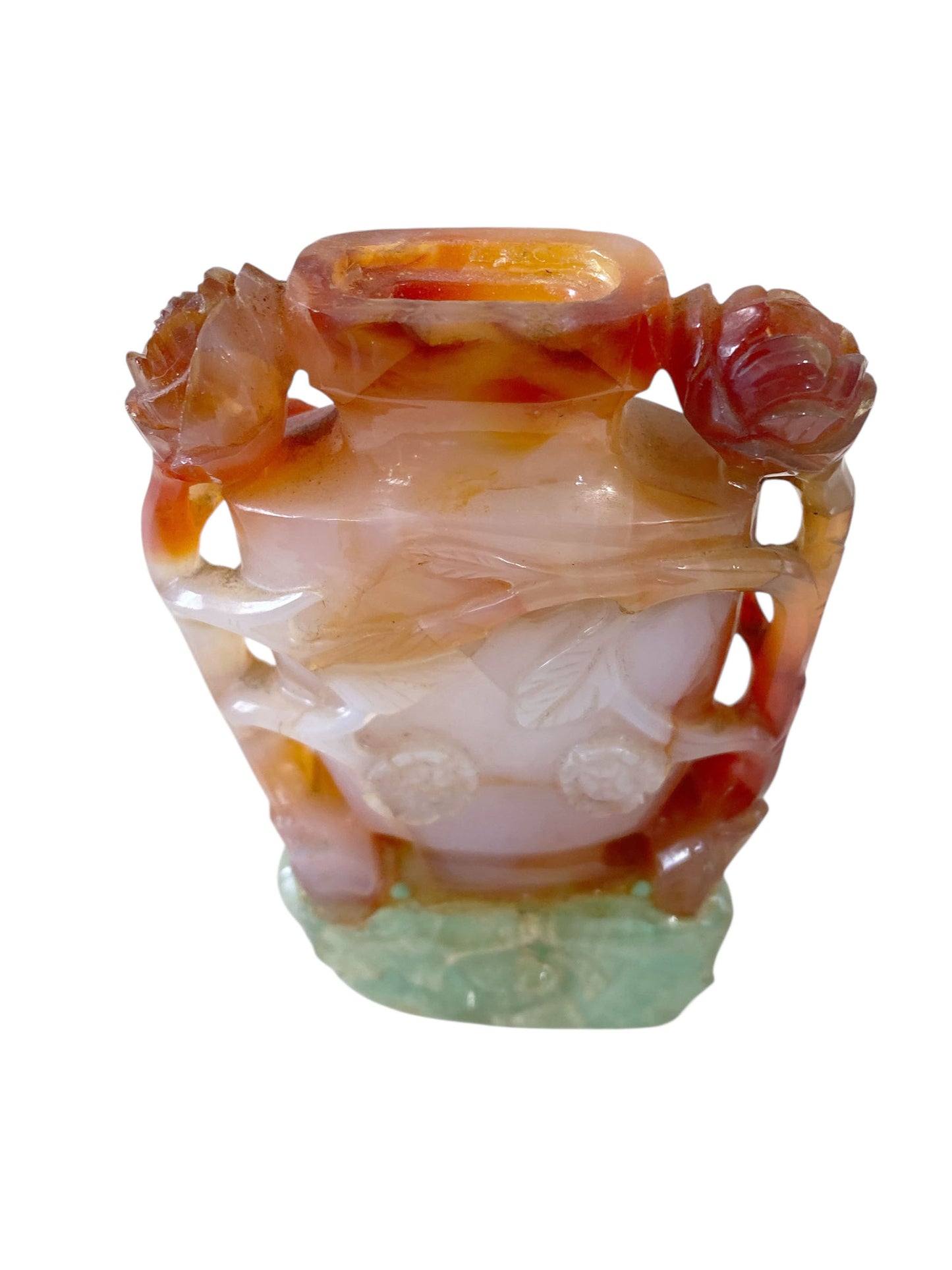 #670 Antique Chinese Carved Carnelian Agate Urn / Snuff Bottle 3.5' H